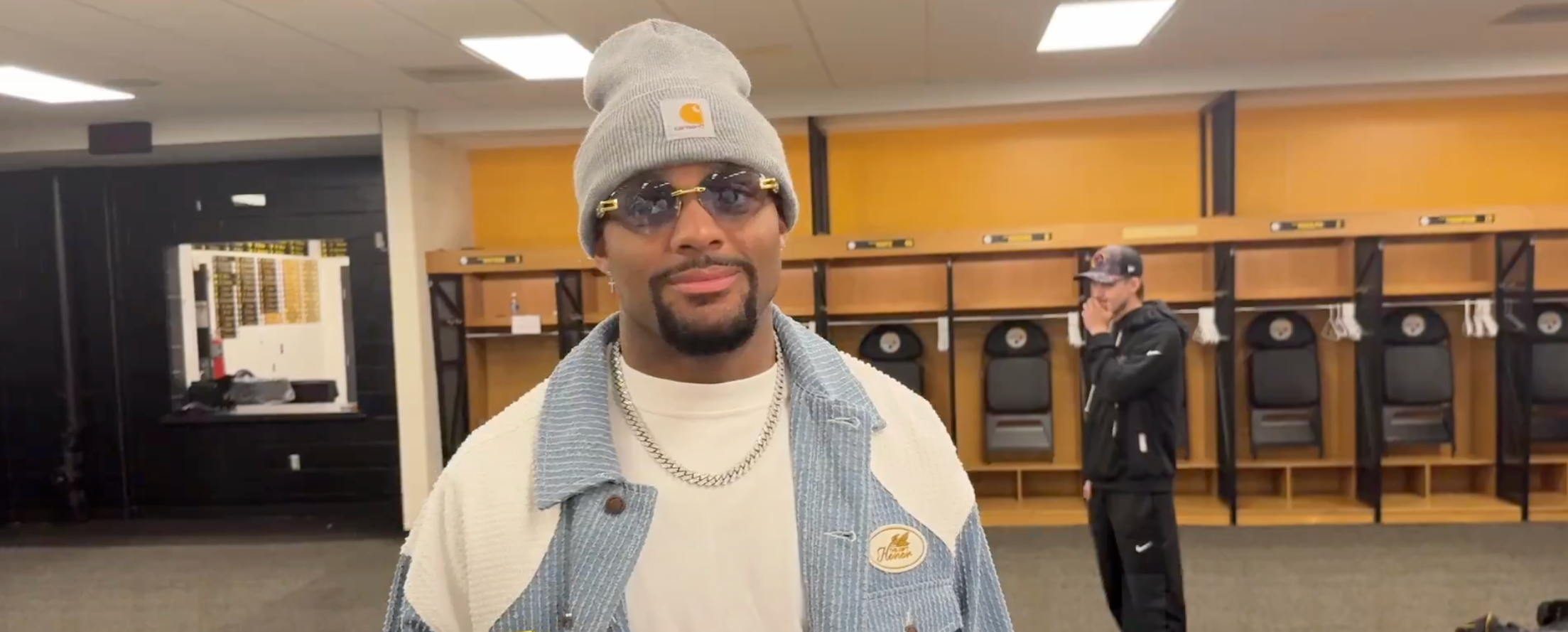 Steelers safety Juan Thornhill speaks with Steelers media after 23-9 win over Cleveland Browns, 10/12/25.